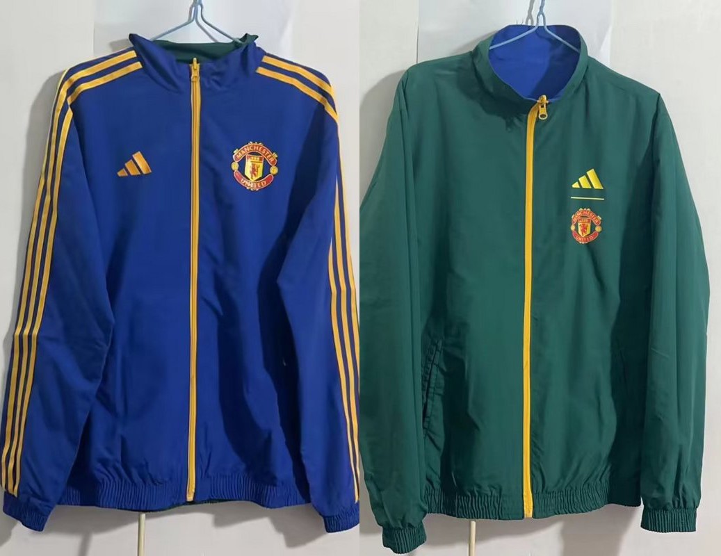 AAA Quality Manchester Utd 23/24 Reversible Wind Coat-Blue/Green